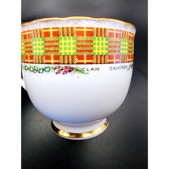 VTG Taylor & Kent Scottish Clan Cameron Lusterwear Tea Cup Saucer Bone China - Picture 11 of 16